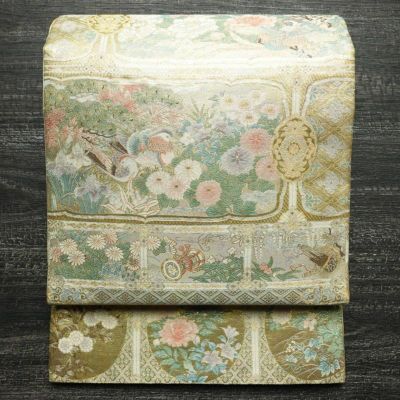 袋帯 六通柄 良品 フォーマル用 正絹 古典柄 箔 帯 金・銀 | 六通柄