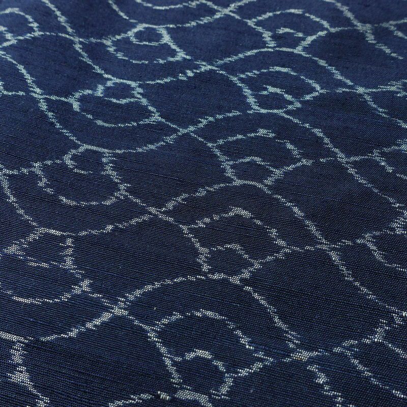 紬 良品 正絹 古典柄 袷仕立て 身丈155.5cm 裄丈63.5cm 着物 青海波 青・紺_画像6