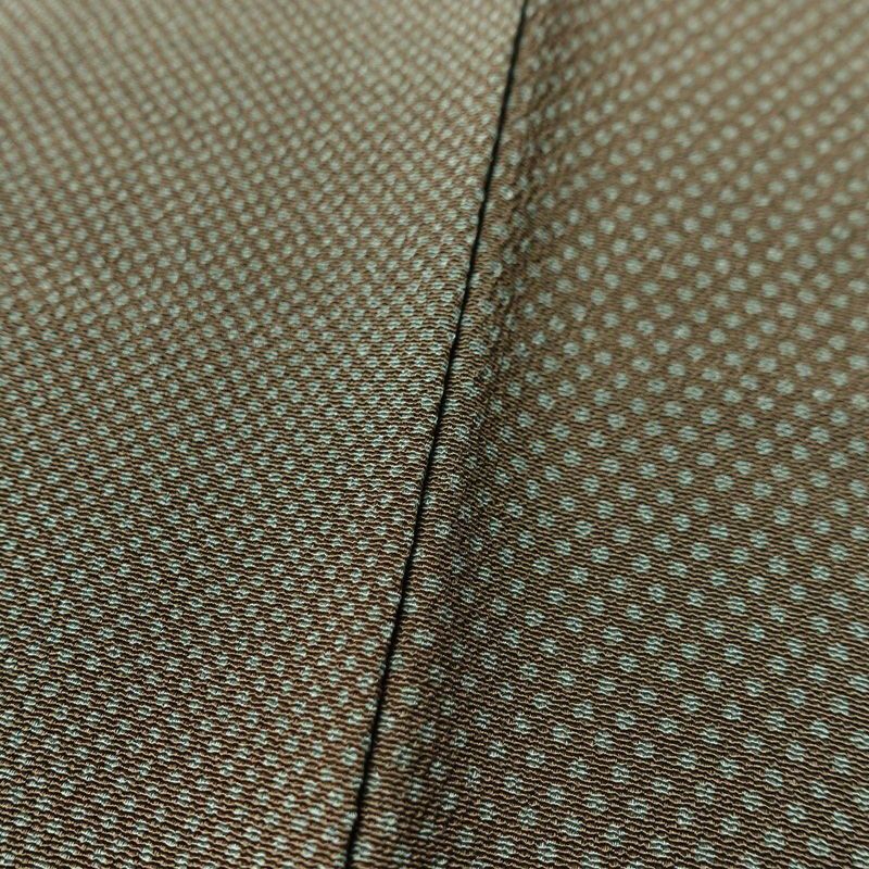 小紋 縮緬 正絹 チェック・格子柄 袷仕立て 身丈154cm 裄丈63cm 着物 緑・うぐいす色_画像10