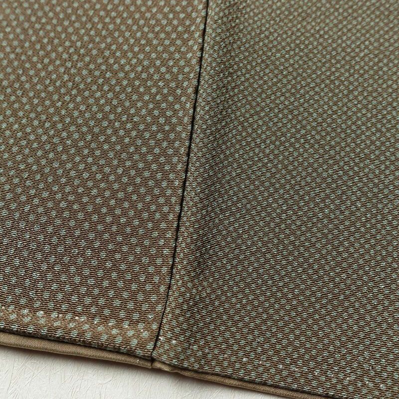 小紋 縮緬 正絹 チェック・格子柄 袷仕立て 身丈154cm 裄丈63cm 着物 緑・うぐいす色_画像11