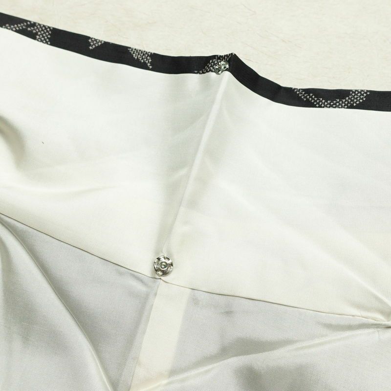 大島紬 証紙なし しつけ糸付き 正絹 花柄 袷仕立て 身丈151.5cm 裄丈63cm 着物 黒_画像19