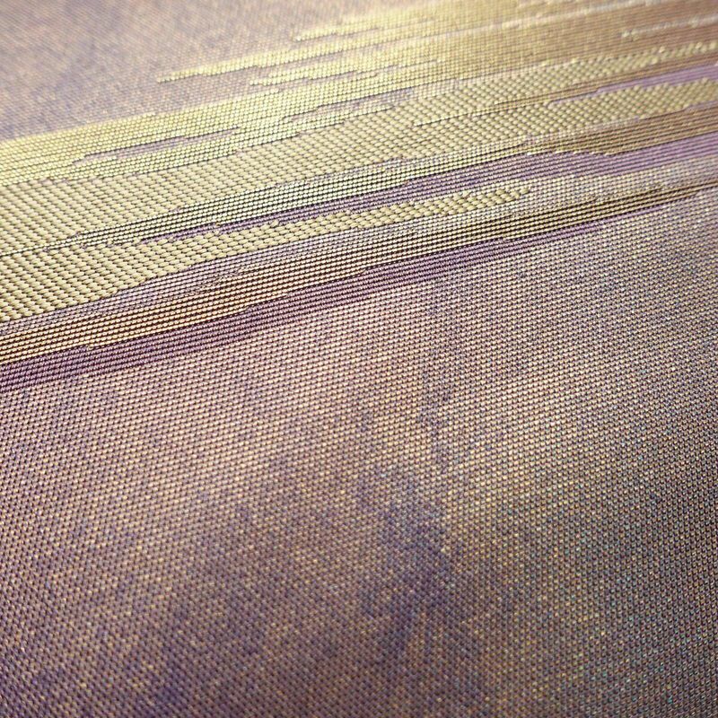 名古屋帯 六通柄 良品 正絹 幾何学柄・抽象柄 名古屋仕立て 箔 金糸 帯 紫・藤色_画像5