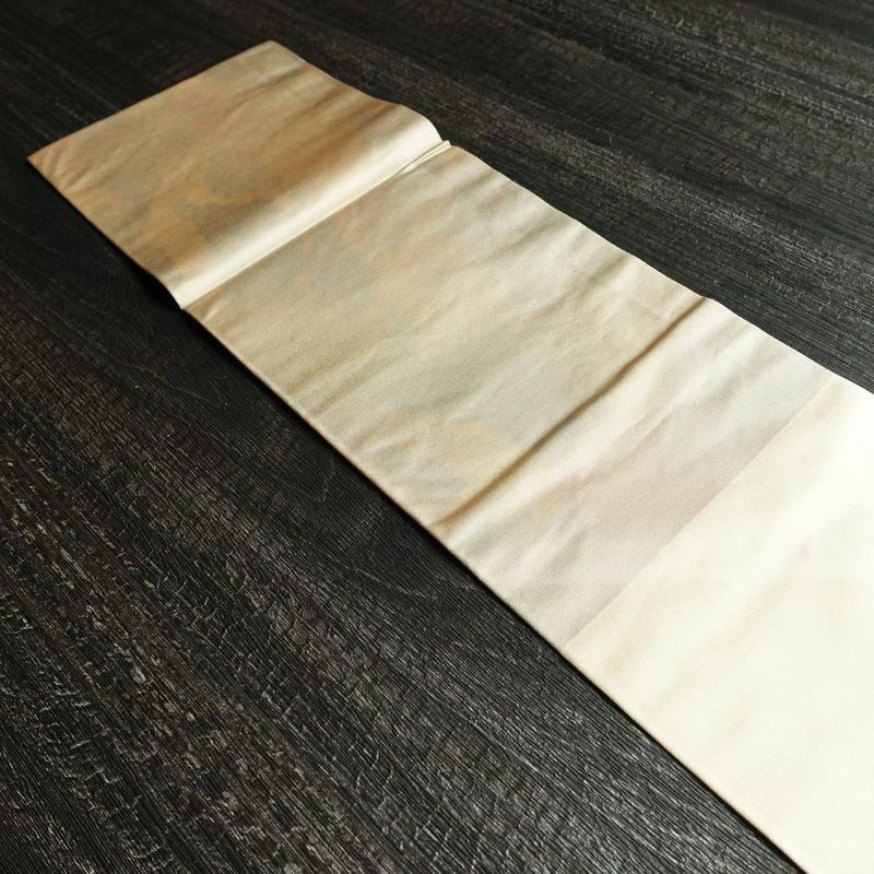 名古屋帯 太鼓柄 正絹 古典柄 名古屋仕立て 箔 刺繍 金糸 帯 ベージュ_画像16