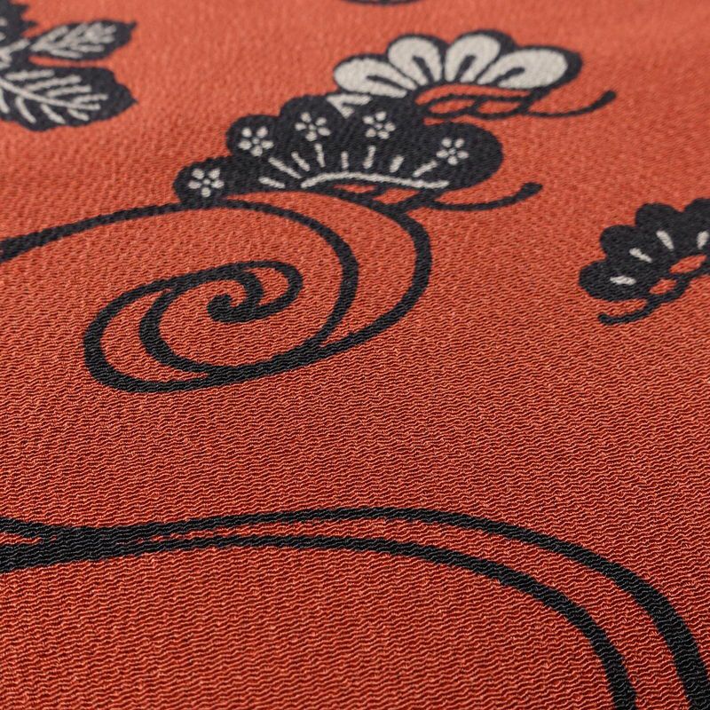 小紋 良品 しつけ糸付き 縮緬 総柄 正絹 古典柄 袷仕立て 身丈169.5cm 裄丈68cm 着物 赤・朱_画像7