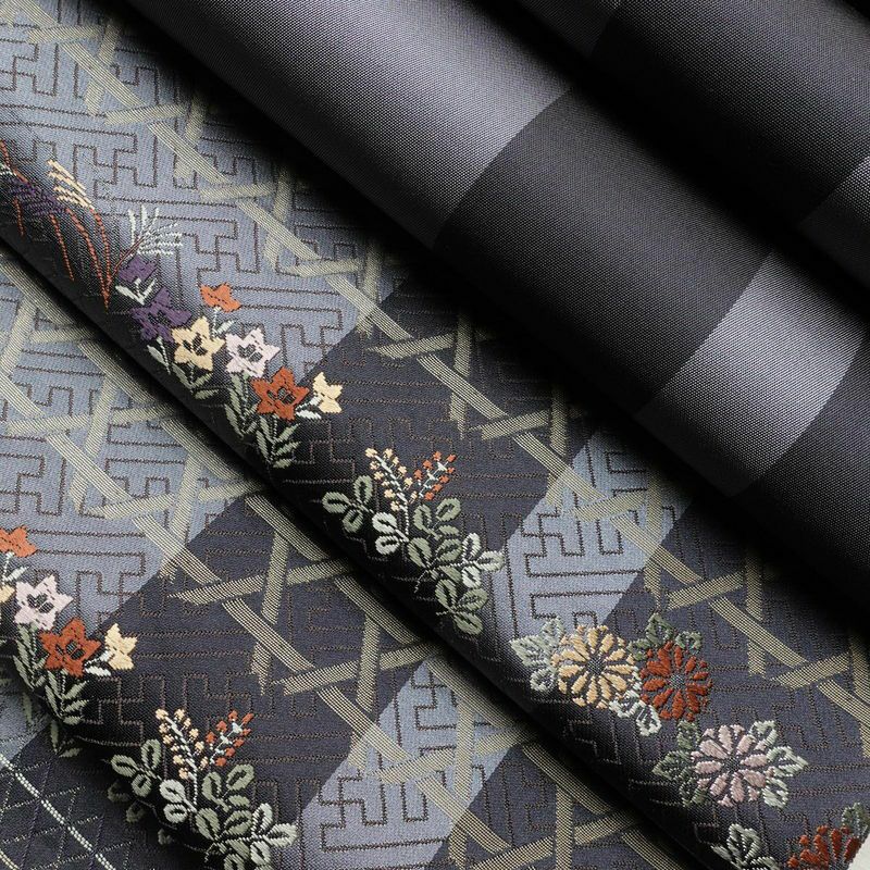 袋帯 六通柄 美品 しつけ糸付き フォーマル用 正絹 花柄 刺繍 帯 青・紺_画像21