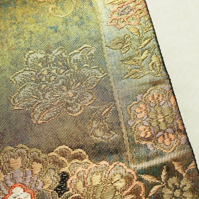 袋帯 彩錦 更紗正倉文 六通柄 良品 正絹 幾何学柄・抽象柄 箔 金糸 フォーマル 帯 金・銀_画像4