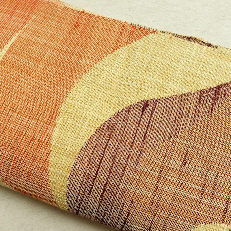 名古屋帯 紬地 六通柄 良品 正絹 幾何学柄・抽象柄 松葉仕立て 帯 クリーム_画像12