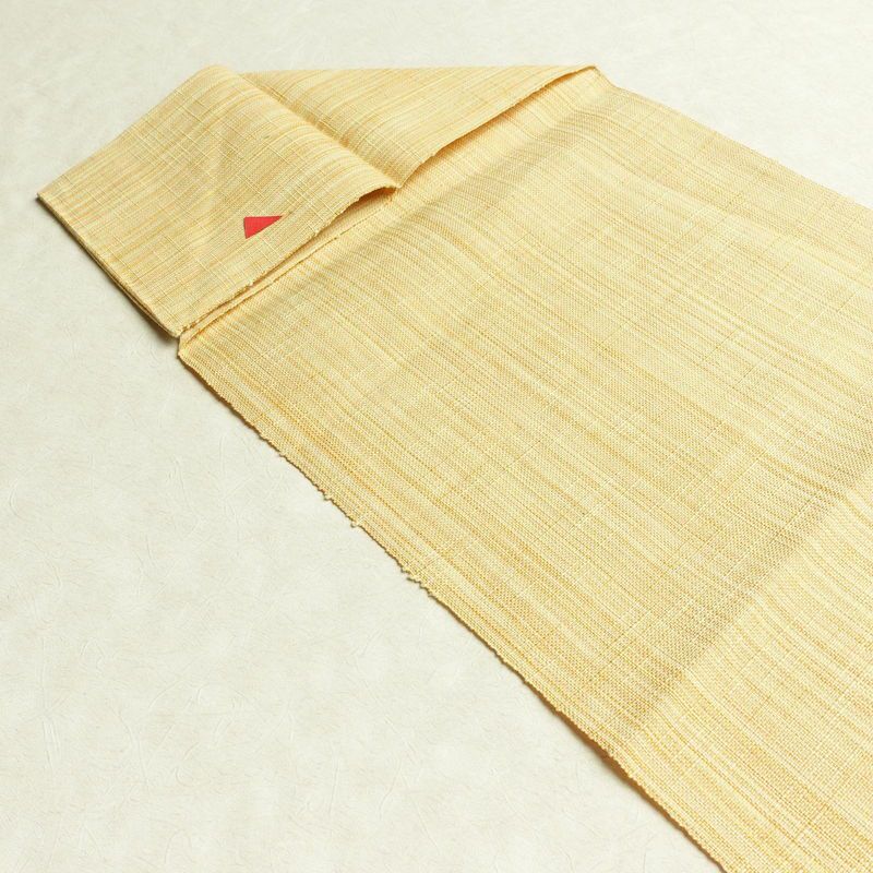 名古屋帯 紬地 六通柄 良品 正絹 幾何学柄・抽象柄 松葉仕立て 帯 クリーム_画像16