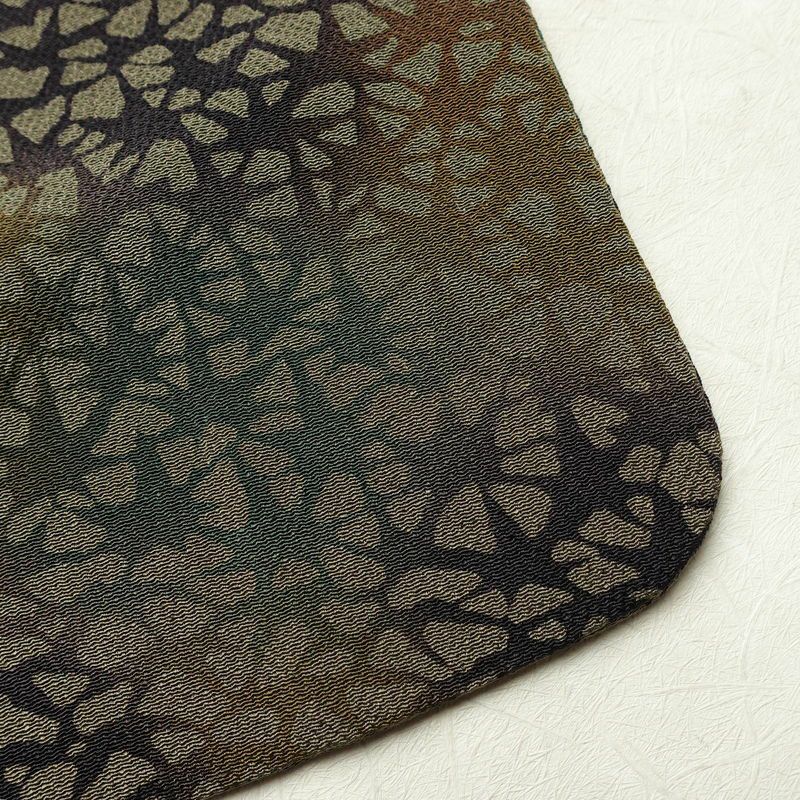 小紋 良品 縮緬 正絹 幾何学柄・抽象柄 袷仕立て 身丈162cm 裄丈67.5cm 着物 緑・うぐいす色_画像13