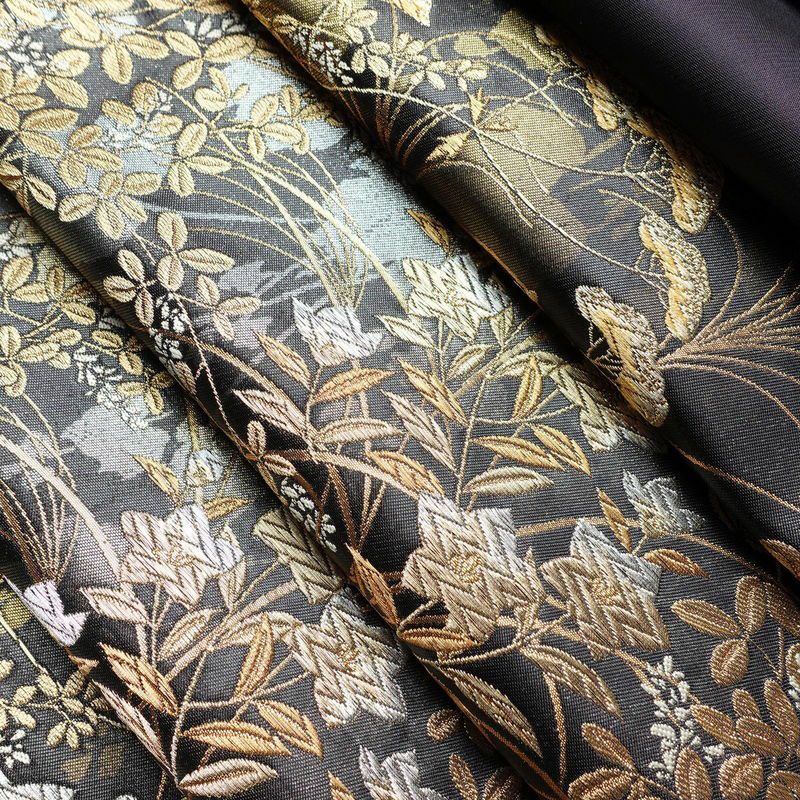 袋帯 六通柄 良品 フォーマル用 正絹 木の葉・植物柄 箔 金糸 帯 紫・藤色_画像20