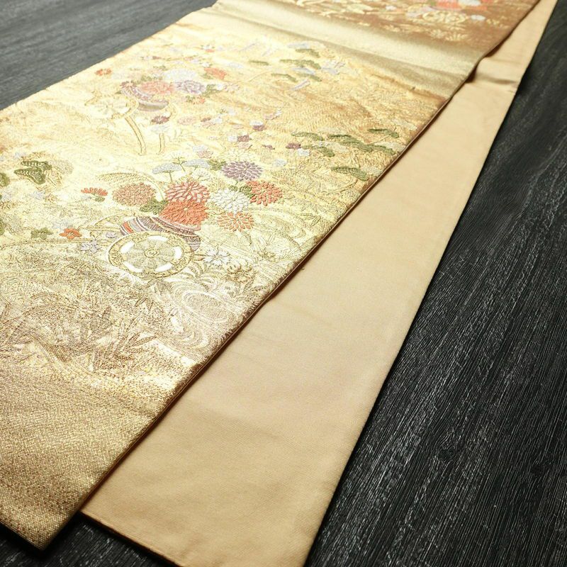 袋帯 六通柄 フォーマル用 正絹 古典柄 箔 金糸 帯 金・銀_画像8