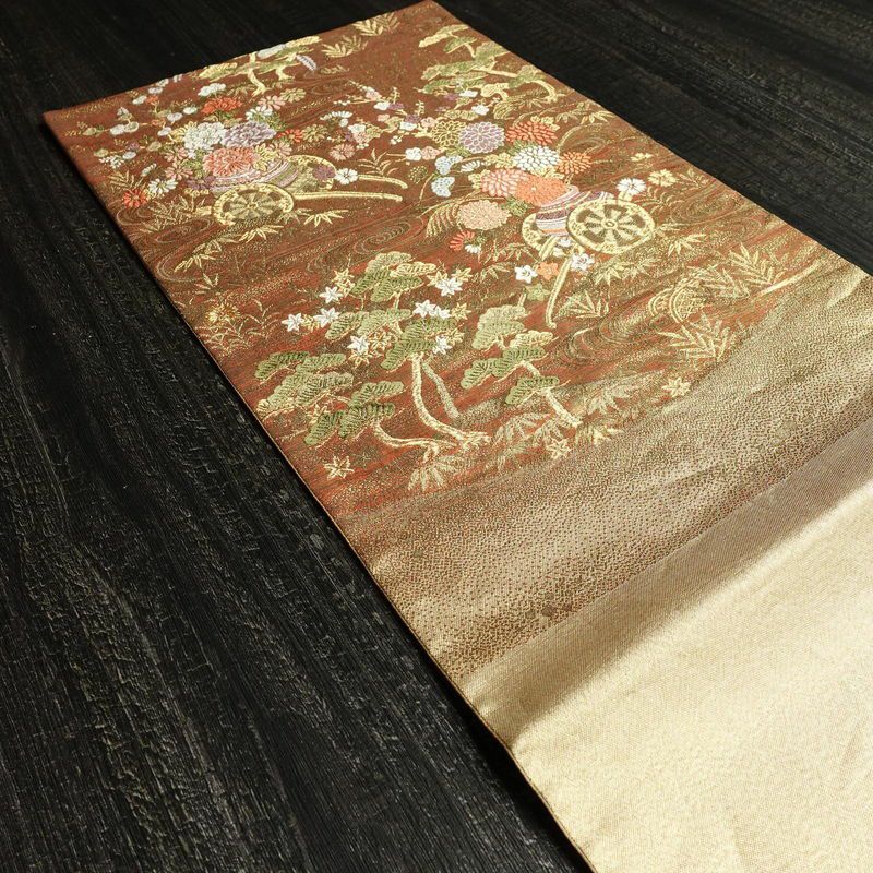 袋帯 六通柄 フォーマル用 正絹 古典柄 箔 金糸 帯 金・銀_画像19