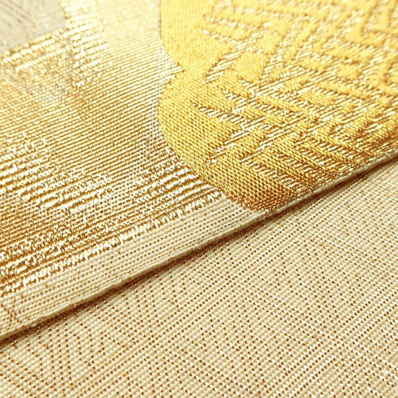 袋帯 六通柄 フォーマル用 正絹 木の葉・植物柄 箔 金通し 金糸 帯 梅 松 金・銀_画像12