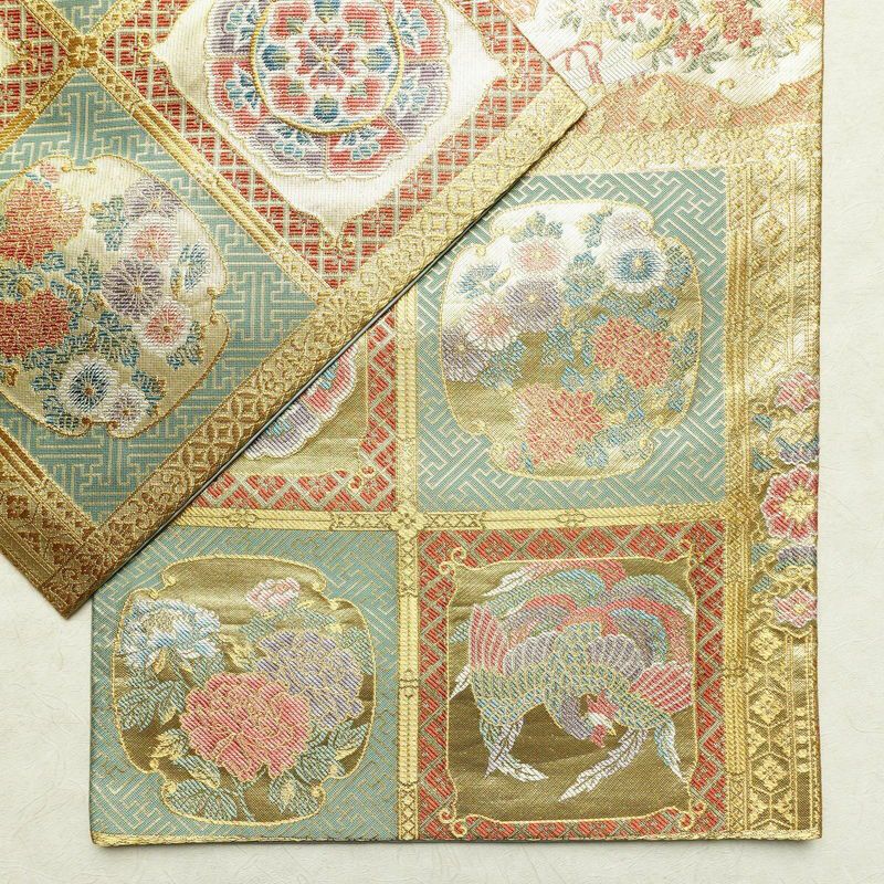 袋帯 本金箔 六通柄 良品 フォーマル用 正絹 幾何学柄・抽象柄 箔 金糸 帯 緑・うぐいす色_画像13