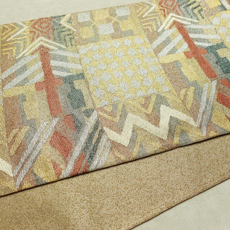 袋帯 六通柄 良品 フォーマル用 正絹 幾何学柄・抽象柄 金糸 帯 多色使い_画像11