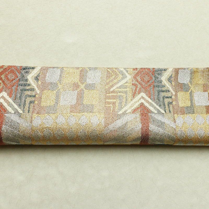 袋帯 六通柄 良品 フォーマル用 正絹 幾何学柄・抽象柄 金糸 帯 多色使い_画像14