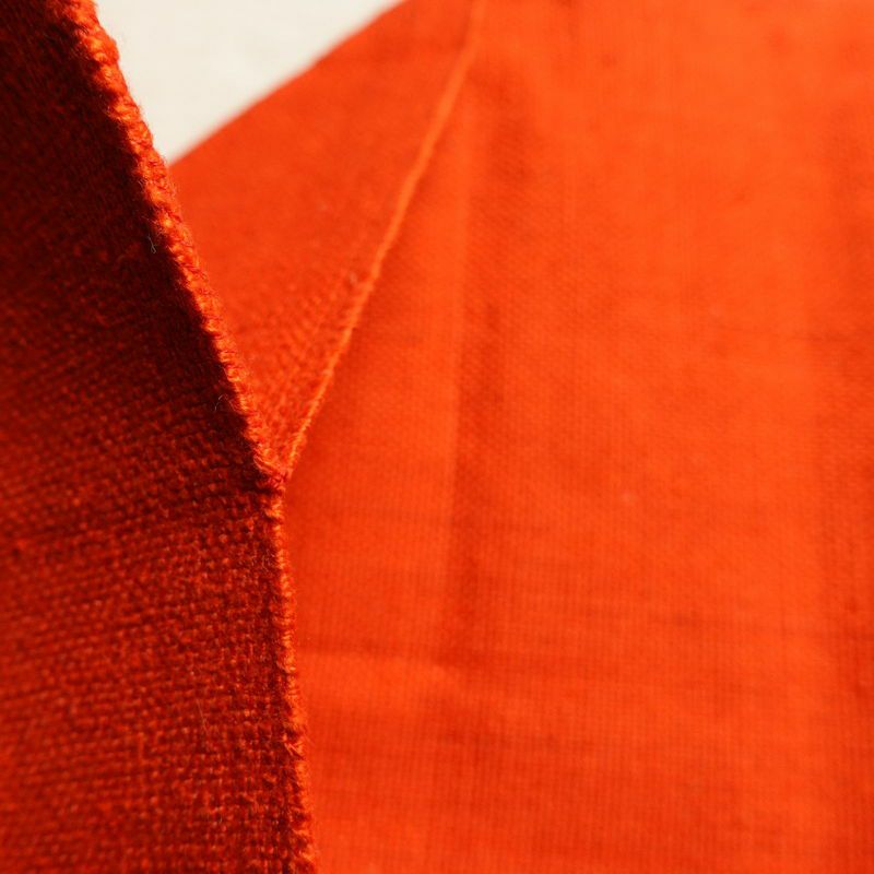 名古屋帯 紬地 六通柄 美品 正絹 花柄 松葉仕立て 帯 橙_画像19