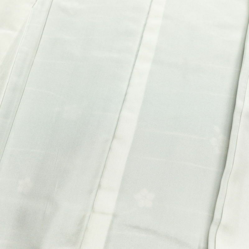 小紋 縮緬 総柄 正絹 花柄 袷仕立て 身丈159cm 裄丈66.5cm 着物 緑・うぐいす色_画像16