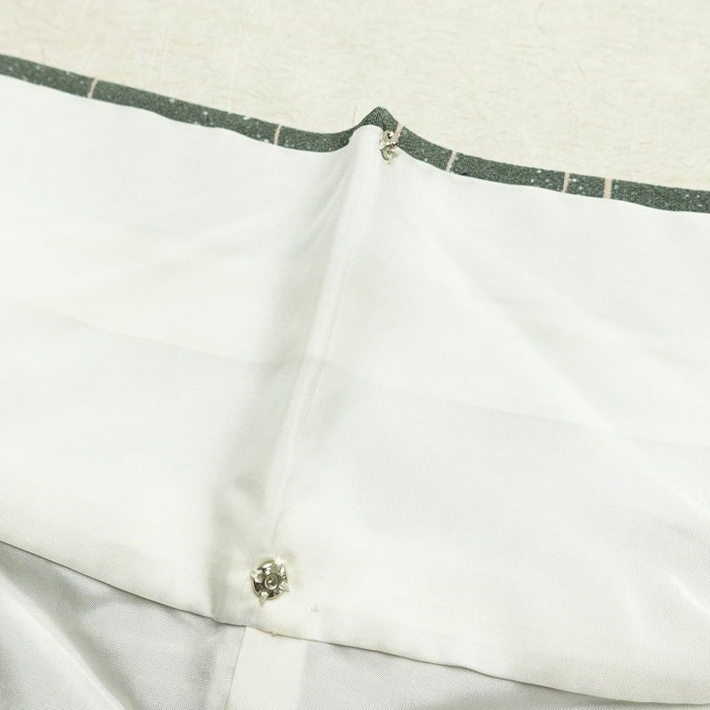 小紋 縮緬 総柄 正絹 花柄 袷仕立て 身丈159cm 裄丈66.5cm 着物 緑・うぐいす色_画像17