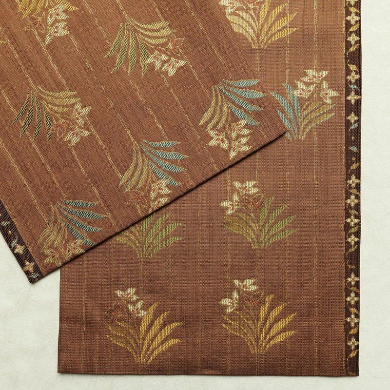袋帯 六通柄 フォーマル用 正絹 木の葉・植物柄 金糸 帯 茶_画像13