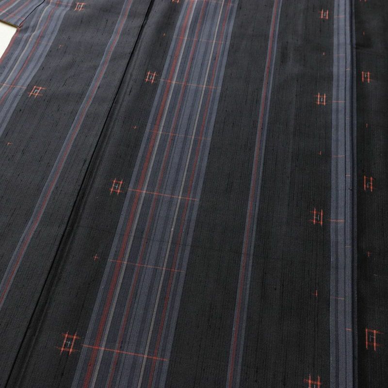 紬 良品 正絹 縞柄・線柄 袷仕立て 身丈162cm 裄丈67cm 着物 つむぎ 青・紺_画像5