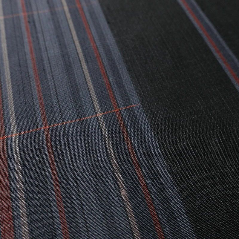 紬 良品 正絹 縞柄・線柄 袷仕立て 身丈162cm 裄丈67cm 着物 つむぎ 青・紺_画像7