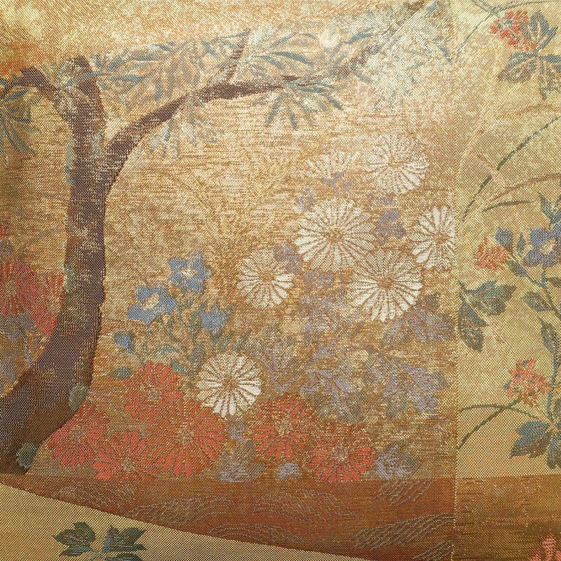 袋帯 琳派名画集 六通柄 良品 フォーマル用 正絹 木の葉・植物柄 箔 金通し 金糸 帯 金・銀_画像2