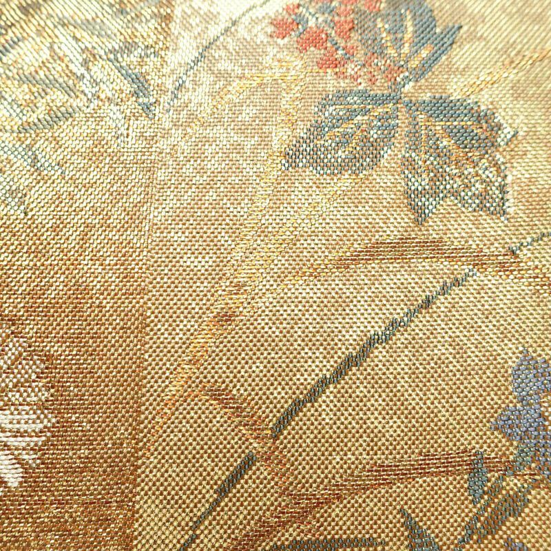 袋帯 琳派名画集 六通柄 良品 フォーマル用 正絹 木の葉・植物柄 箔 金通し 金糸 帯 金・銀_画像5