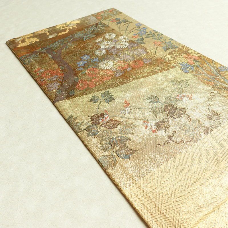 袋帯 琳派名画集 六通柄 良品 フォーマル用 正絹 木の葉・植物柄 箔 金通し 金糸 帯 金・銀_画像19