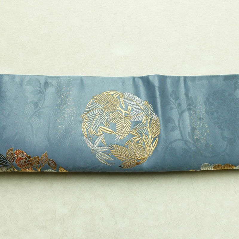 袋帯 六通柄 良品 フォーマル用 正絹 花柄 箔 金糸 帯 青・紺_画像16
