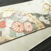 袋帯 六通柄 振袖用 正絹 古典柄 箔 刺繍 金糸 フォーマル 扇子 花 帯 白_画像11