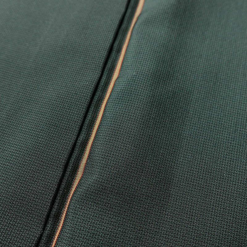 紬 正絹 縞柄・線柄 袷仕立て 身丈160.5cm 裄丈65.5cm 着物 モダン 緑・うぐいす色_画像8