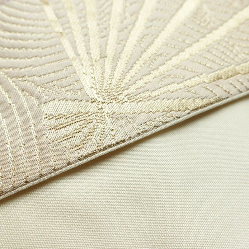 袋帯 六通柄 フォーマル用 正絹 古典柄 箔 金糸 扇子 帯 クリーム_画像11