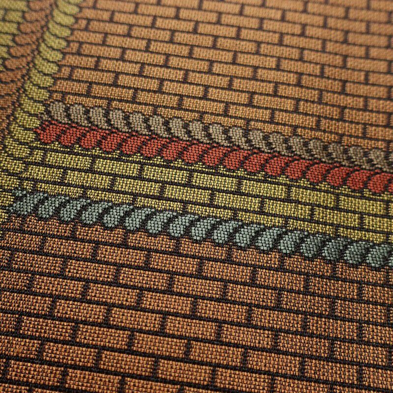 袋帯 六通柄 良品 一般用 正絹 幾何学柄・抽象柄 帯 黄・黄土色_画像3