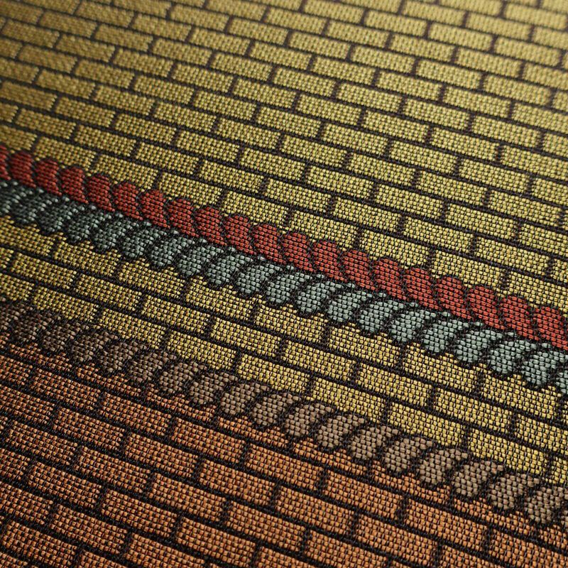 袋帯 六通柄 良品 一般用 正絹 幾何学柄・抽象柄 帯 黄・黄土色_画像5