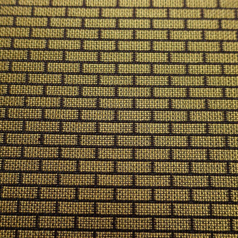 袋帯 六通柄 良品 一般用 正絹 幾何学柄・抽象柄 帯 黄・黄土色_画像6