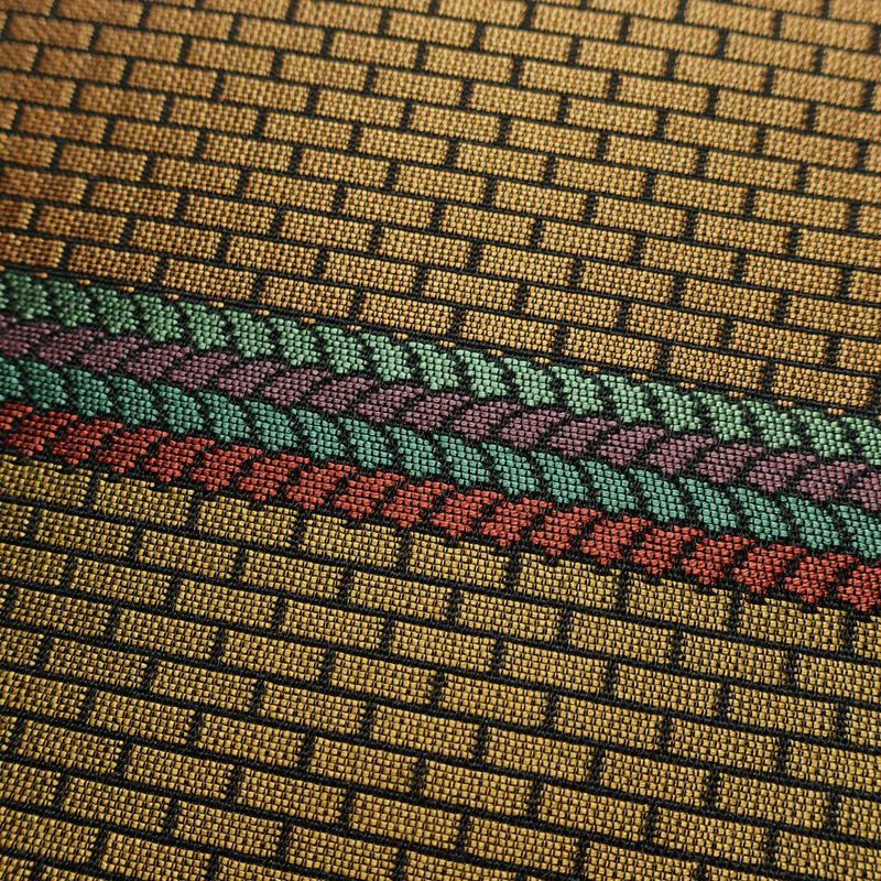 袋帯 六通柄 良品 一般用 正絹 幾何学柄・抽象柄 帯 黄・黄土色_画像4