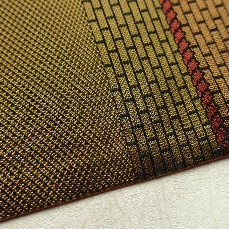 袋帯 六通柄 良品 一般用 正絹 幾何学柄・抽象柄 帯 黄・黄土色_画像17
