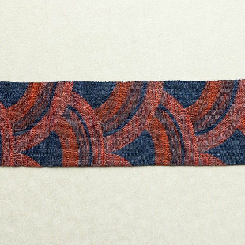 名古屋帯 六通柄 良品 正絹 流水・波柄 青海波 名古屋仕立て 帯 青・紺_画像13