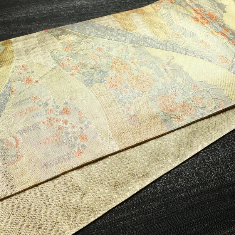 袋帯 六通柄 フォーマル用 正絹 古典柄 箔 金糸 帯 金・銀_画像11