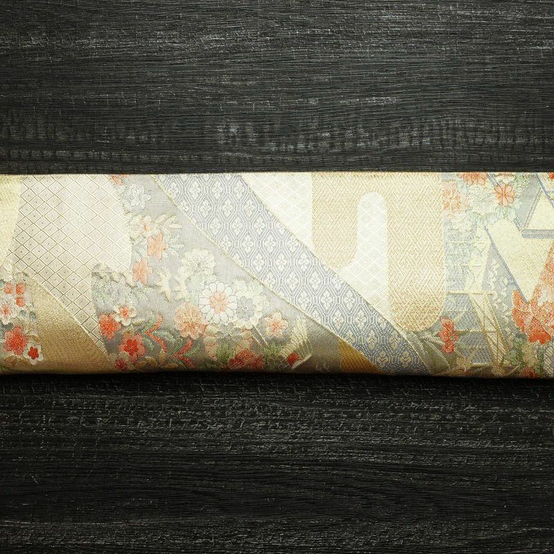 袋帯 六通柄 フォーマル用 正絹 古典柄 箔 金糸 帯 金・銀_画像14
