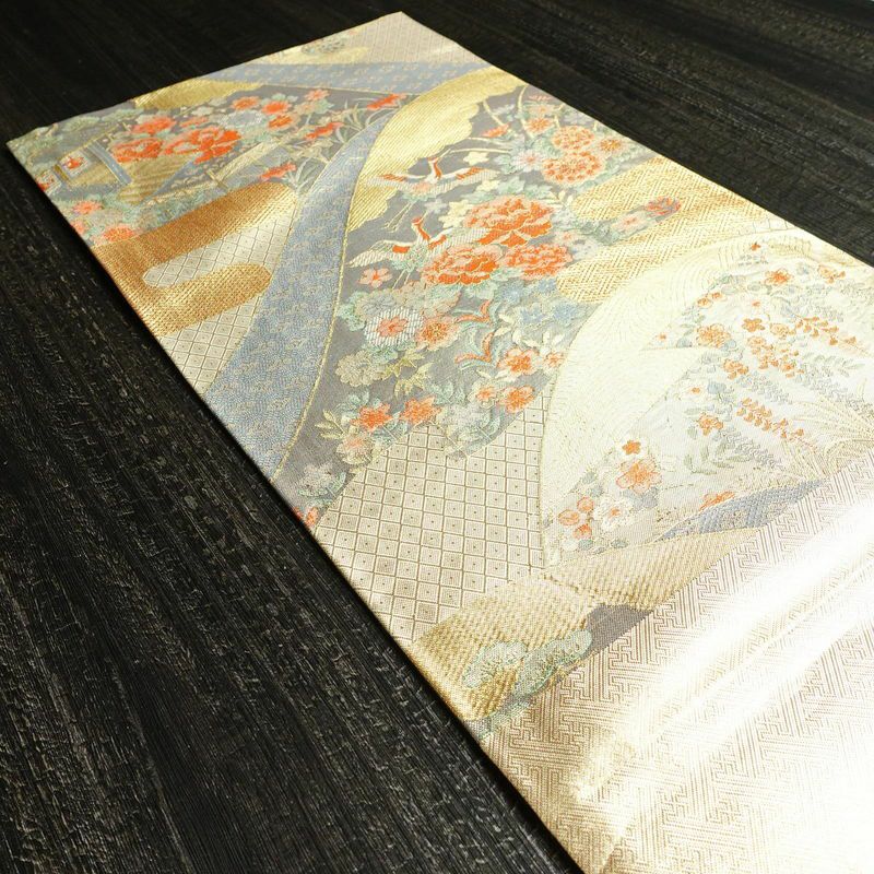袋帯 六通柄 フォーマル用 正絹 古典柄 箔 金糸 帯 金・銀_画像18