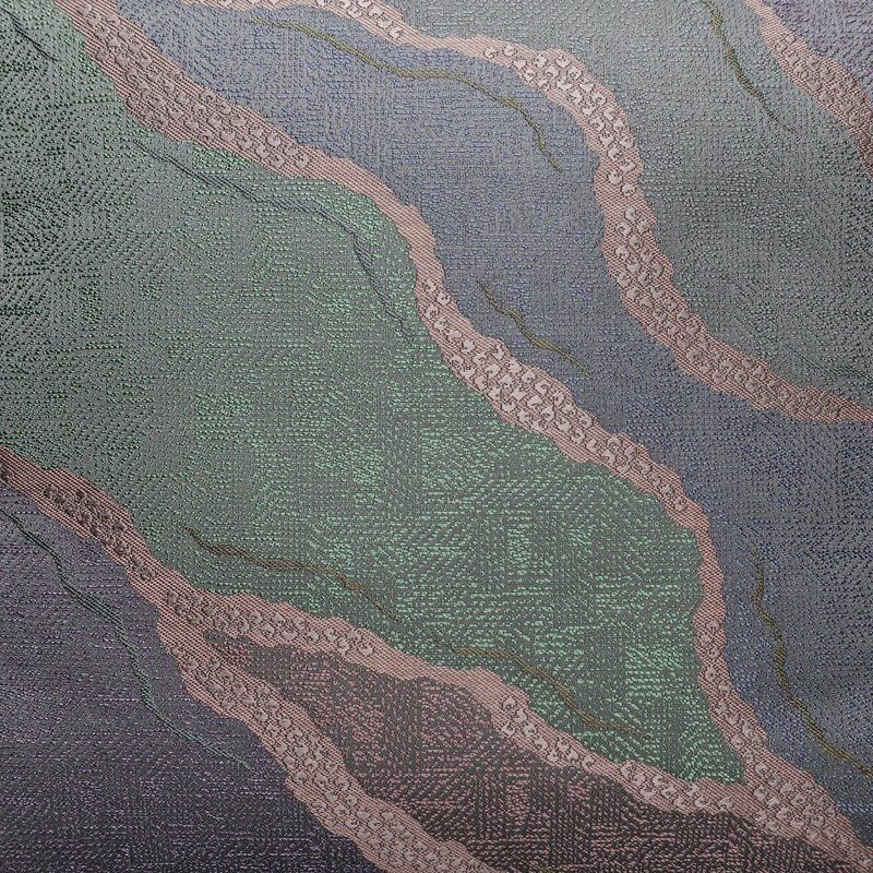 袋帯 六通柄 美品 一般用 正絹 幾何学柄・抽象柄 帯 紫・藤色_画像2