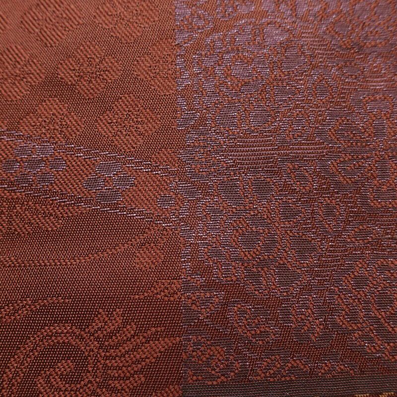 名古屋帯 六通柄 美品 正絹 幾何学柄・抽象柄 名古屋仕立て 帯 茶_画像4