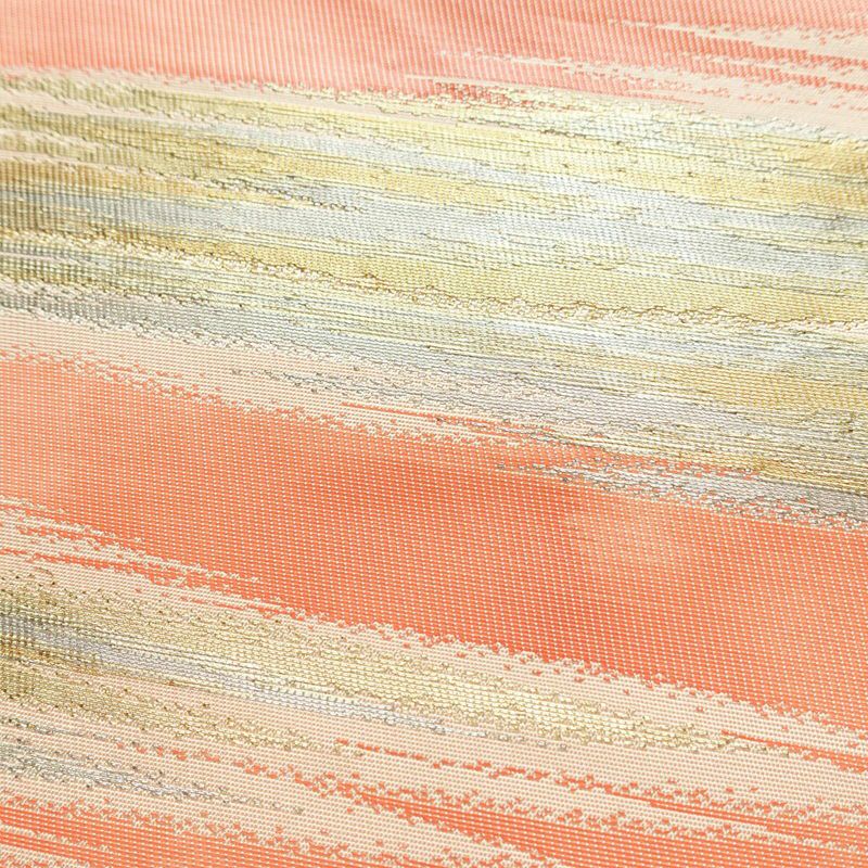 袋帯 六通柄 フォーマル用 正絹 幾何学柄・抽象柄 共八掛 金糸 銀糸 帯 ピンク_画像3