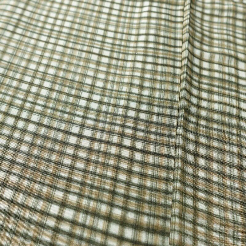 男性用 襦袢 正絹 チェック・格子柄 袖無双・胴抜き 身丈134cm 裄丈67.5cm 緑・うぐいす色_画像6