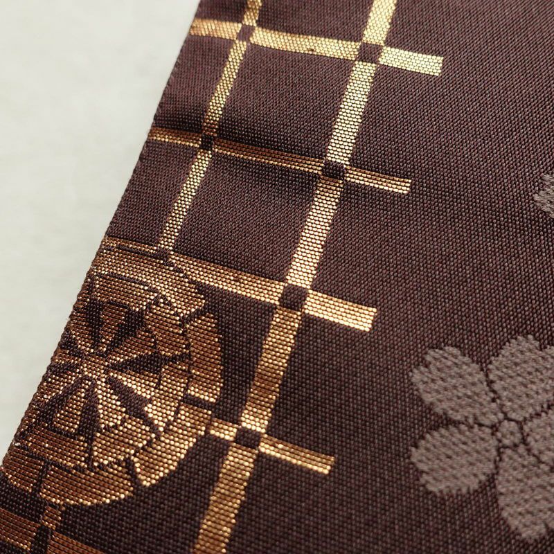 袋帯 六通柄 良品 フォーマル用 正絹 古典柄 箔 金糸 帯 扇子 蝶 桜 紫・藤色_画像7