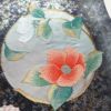 名古屋帯 太鼓柄 良品 正絹 花柄 名古屋仕立て 箔 帯 椿 菊 葡萄 青・紺_画像4