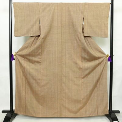 紬 ろうけつ染め 正絹 その他の柄 袷仕立て 身丈165cm 裄丈67cm 着物 臈けつ染 茶