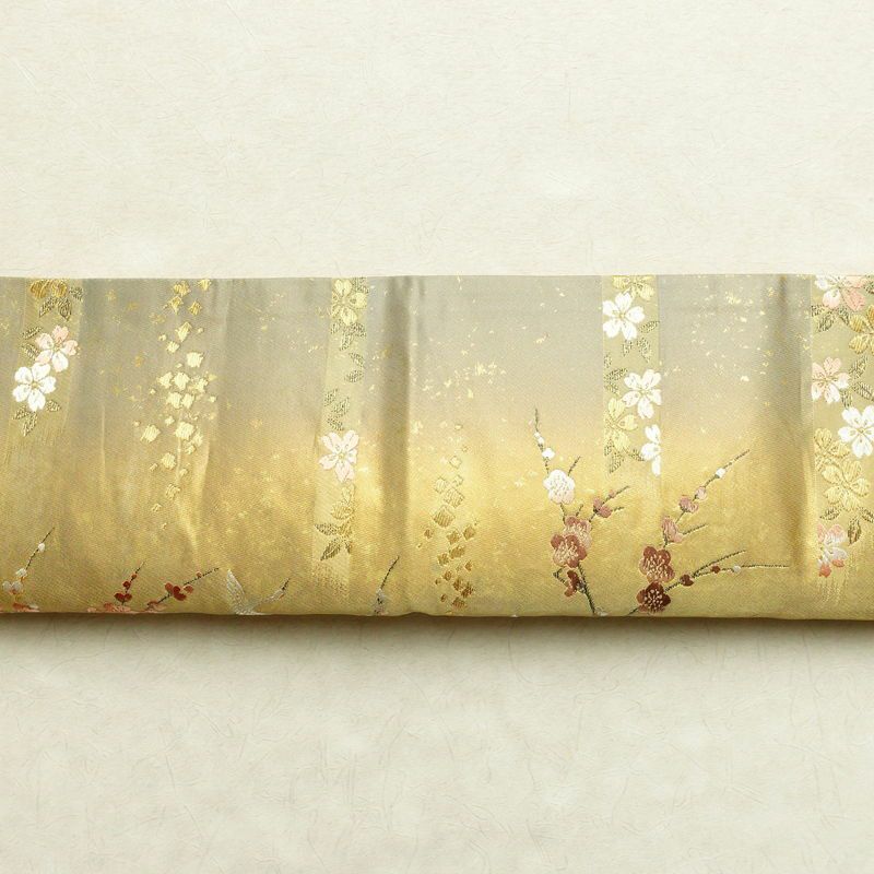袋帯 六通柄 フォーマル用 正絹 古典柄 箔 鶴 梅 菊 金糸 帯 金・銀_画像15